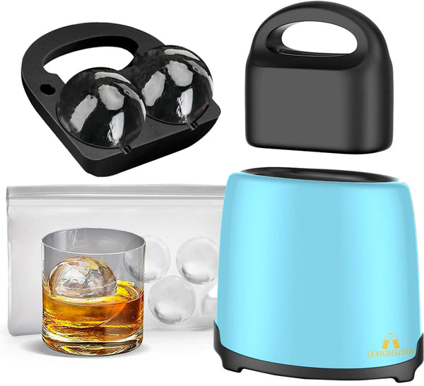 Premium Round Sphere Ice-Cube Mold Maker - 2 Crystal Clear Ice Cubes For the Bar Lemonsoda