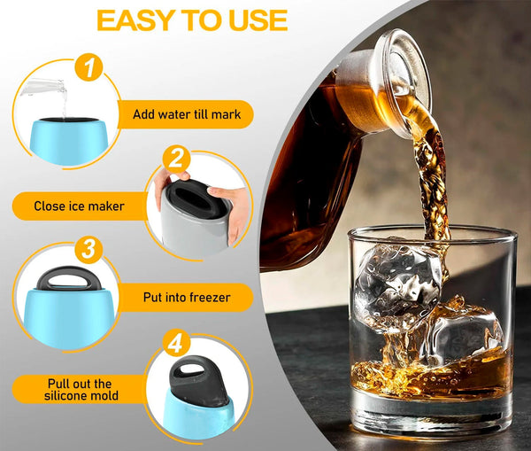 Premium Round Sphere Ice-Cube Mold Maker - 2 Crystal Clear Ice Cubes For the Bar Lemonsoda