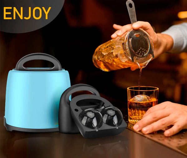 Premium Round Sphere Ice-Cube Mold Maker - 2 Crystal Clear Ice Cubes For the Bar Lemonsoda
