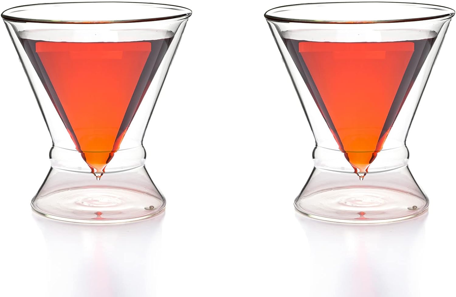 Double-Walled Stemless Martini Glasses - Set of 2/Set of 4 - 8oz For the Bar Lemonsoda Set of 2 (With Ring Base)