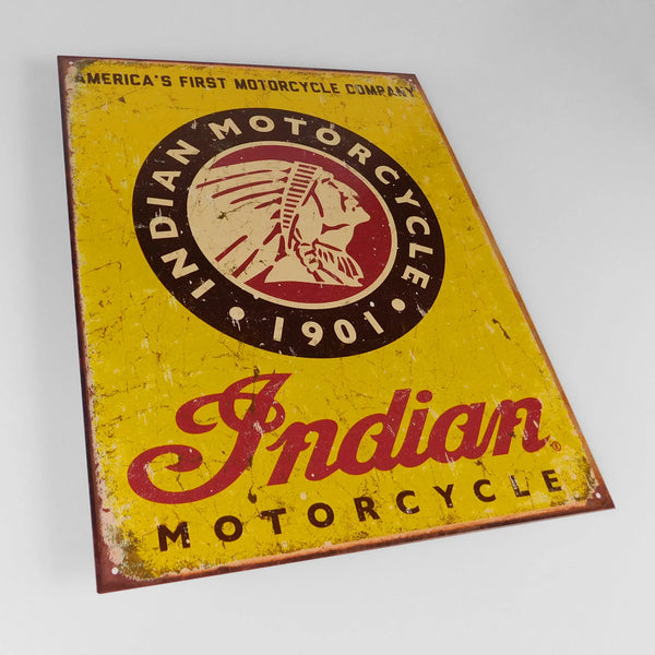 Indian Motorcycle 'Since 1901' - Tin Metal Sign For the Gear Head Sign Box Co.
