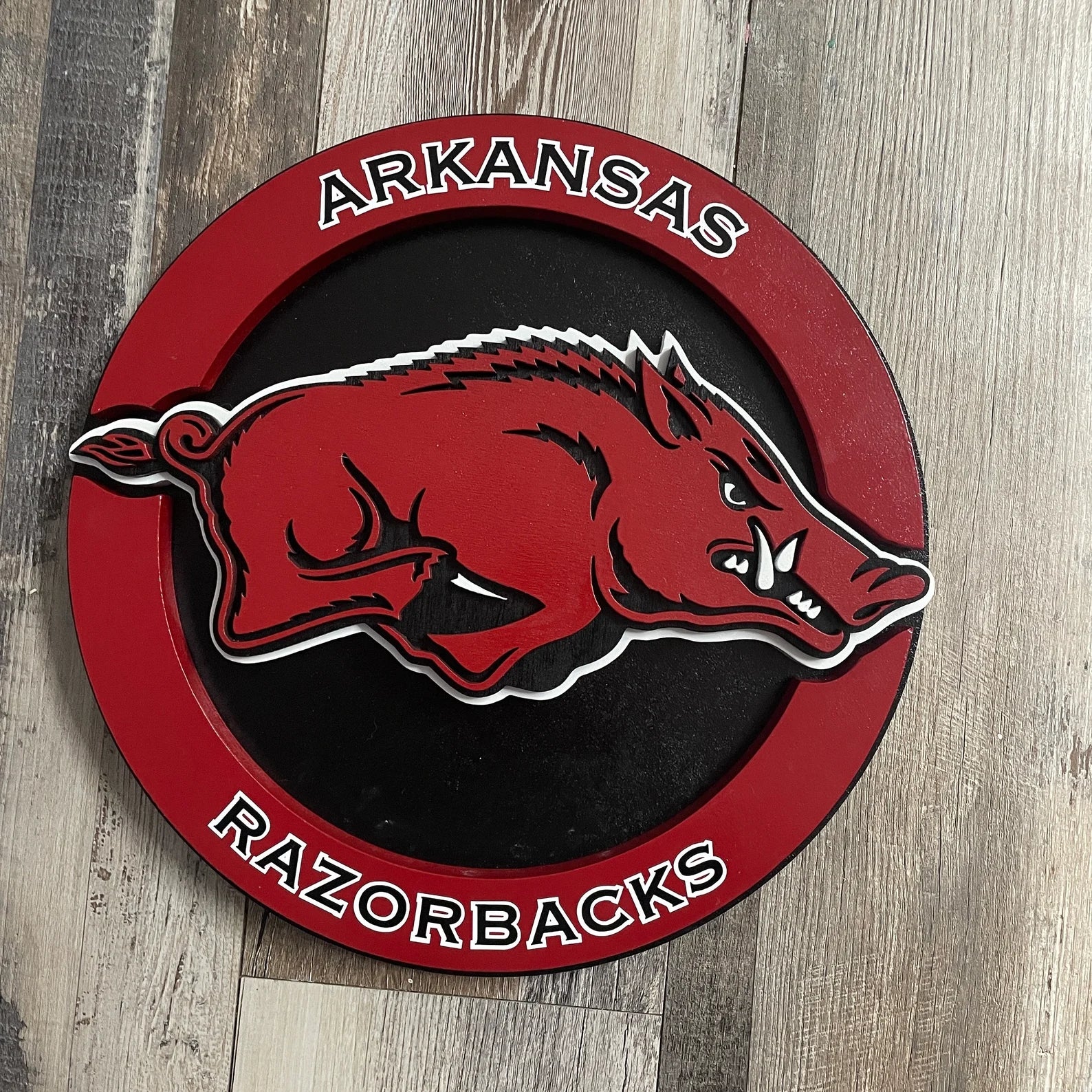 University of Arkansas Razorbacks - Layered Wood Sign For the Sports Lover Arizona Copper Beard