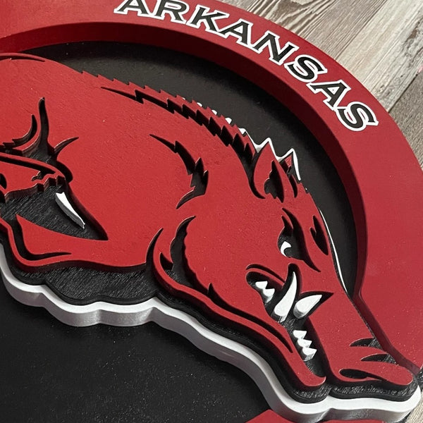 University of Arkansas Razorbacks - Layered Wood Sign For the Sports Lover Arizona Copper Beard