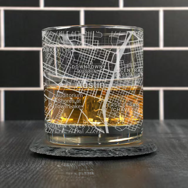City Map Rocks Glass - Top 50 US Cities