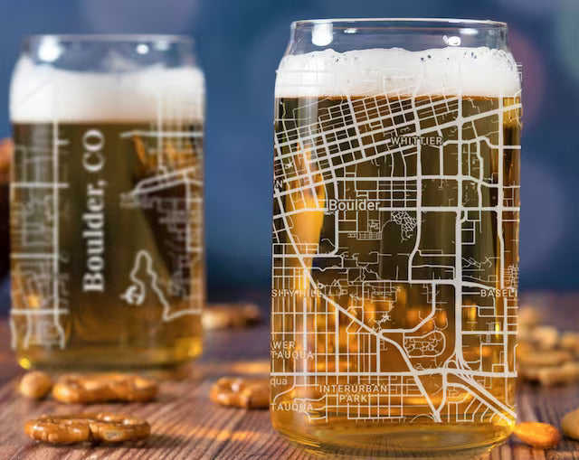 City Map Beer Can Glass - Top 50 US Cities