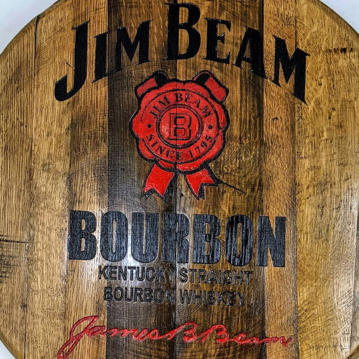 Jim Beam Bourbon Barrel Top - Wall Hanging For the Man Cave Gambill Woodworking
