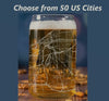 City Map Beer Can Glass - Top 50 US Cities For the Bar Hometown Gifts Choose a city...