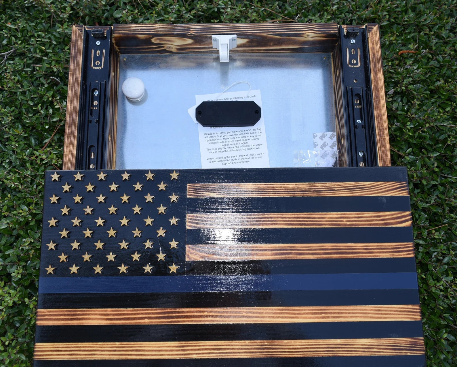 Thin Blue Line American Flag Concealed Gun Case - With Magnetic Release For the Outdoorsman 13 Stripes