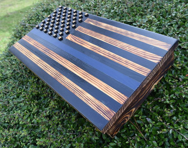Thin Blue Line American Flag Concealed Gun Case - With Magnetic Release For the Outdoorsman 13 Stripes