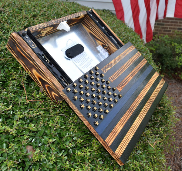 Thin Blue Line American Flag Concealed Gun Case - With Magnetic Release For the Outdoorsman 13 Stripes