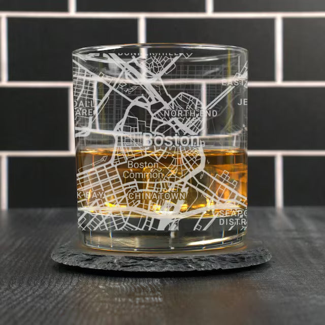City Map Rocks Glass - Top 50 US Cities