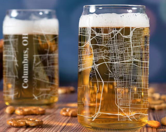 City Map Beer Can Glass - Top 50 US Cities