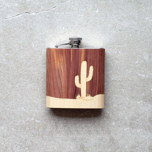 Cactus - Wooden Hip Flask For the Bar Autumn Woods