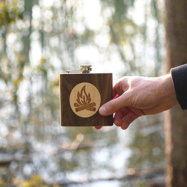 Campfire - Wooden Hip Flask For the Bar Autumn Woods