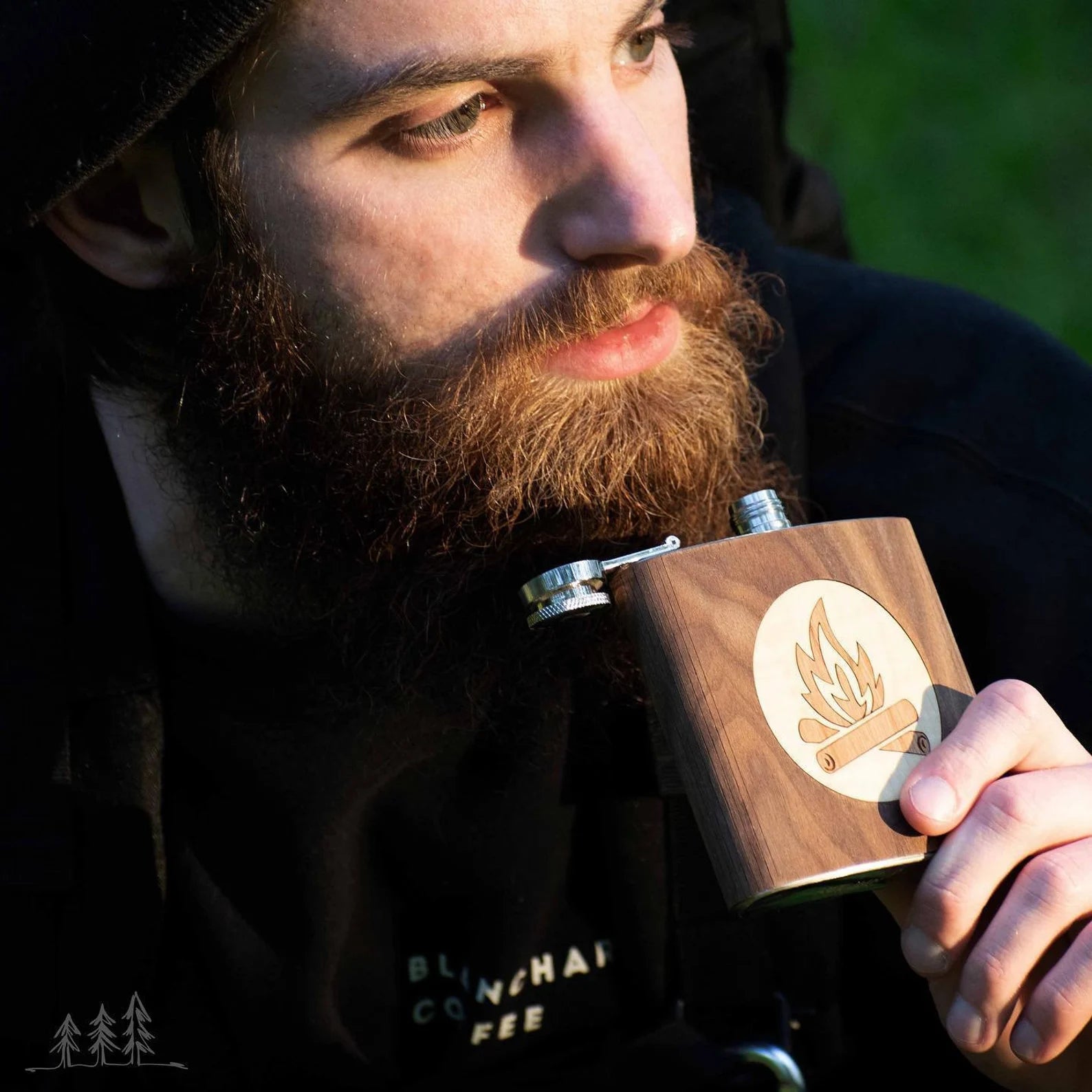 Campfire - Wooden Hip Flask For the Bar Autumn Woods