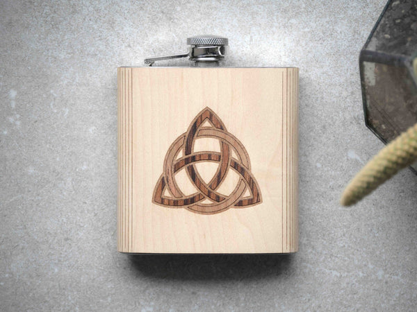 Celtic Knot - Wooden Hip Flask For the Bar Autumn Woods