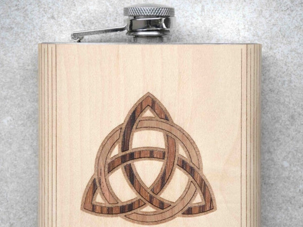 Celtic Knot - Wooden Hip Flask For the Bar Autumn Woods