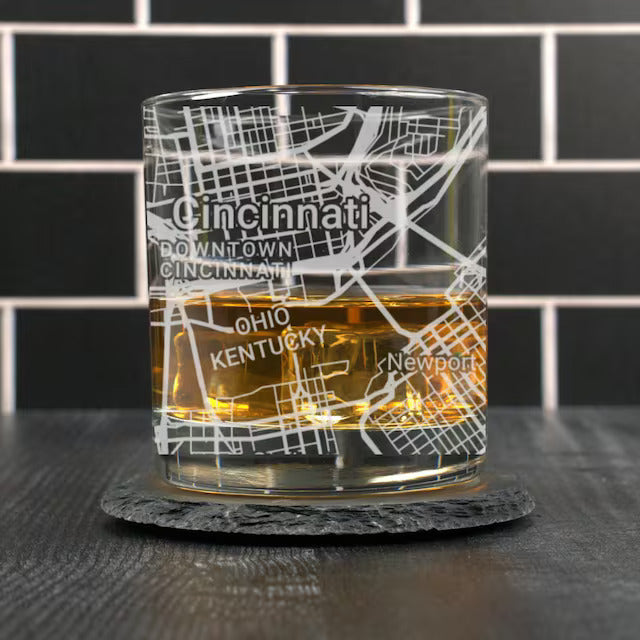 City Map Rocks Glass - Top 50 US Cities