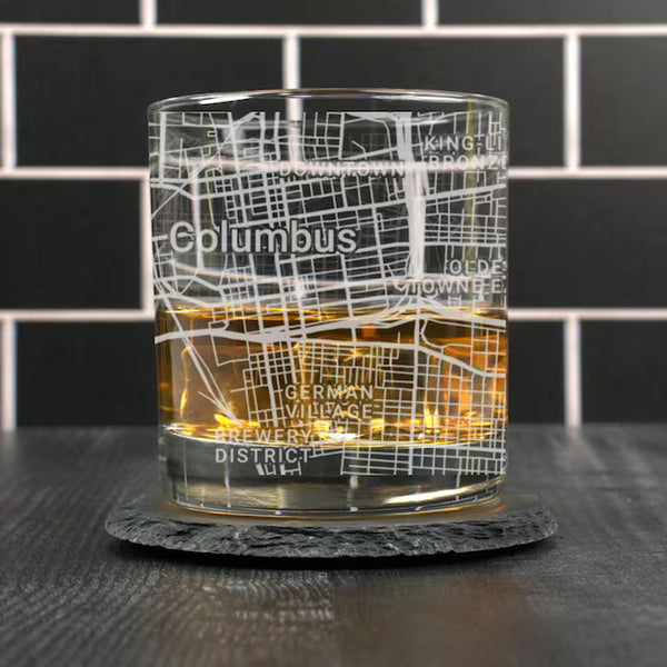 City Map Rocks Glass - Top 50 US Cities