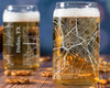 City Map Beer Can Glass - Top 50 US Cities