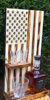 Whiskey Bottle Rack - White With Shot Glass Shelf For the Bar 13 Stripes
