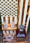 Whiskey Bottle Rack - White With Shot Glass Shelf For the Bar 13 Stripes