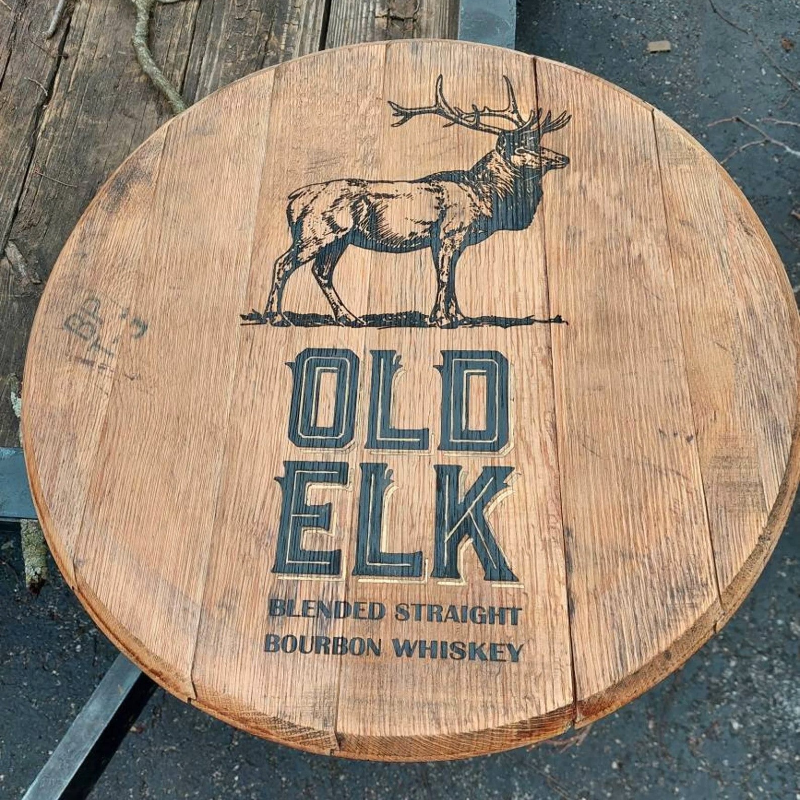 Old Elk Bourbon Barrel Top - Wall Hanging For the Man Cave Gambill Woodworking