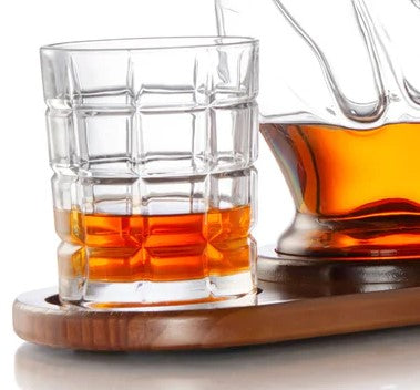 Middle Finger Whiskey Decanter - with 2 Cut Glass Rocks Glasses For the Bar The Diamond Glassware
