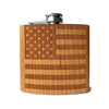 American Flag - Wooden Hip Flask For the Bar Autumn Woods
