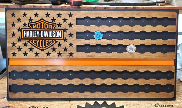 Harley-Davidson Flag - Poker Chip Display For the Gear Head From the Mind