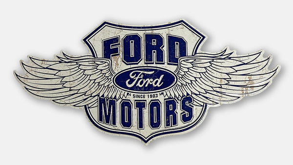 Ford Motors '32-Inch Winged Logo' - Tin Metal Sign For the Gear Head Sign Box Co.