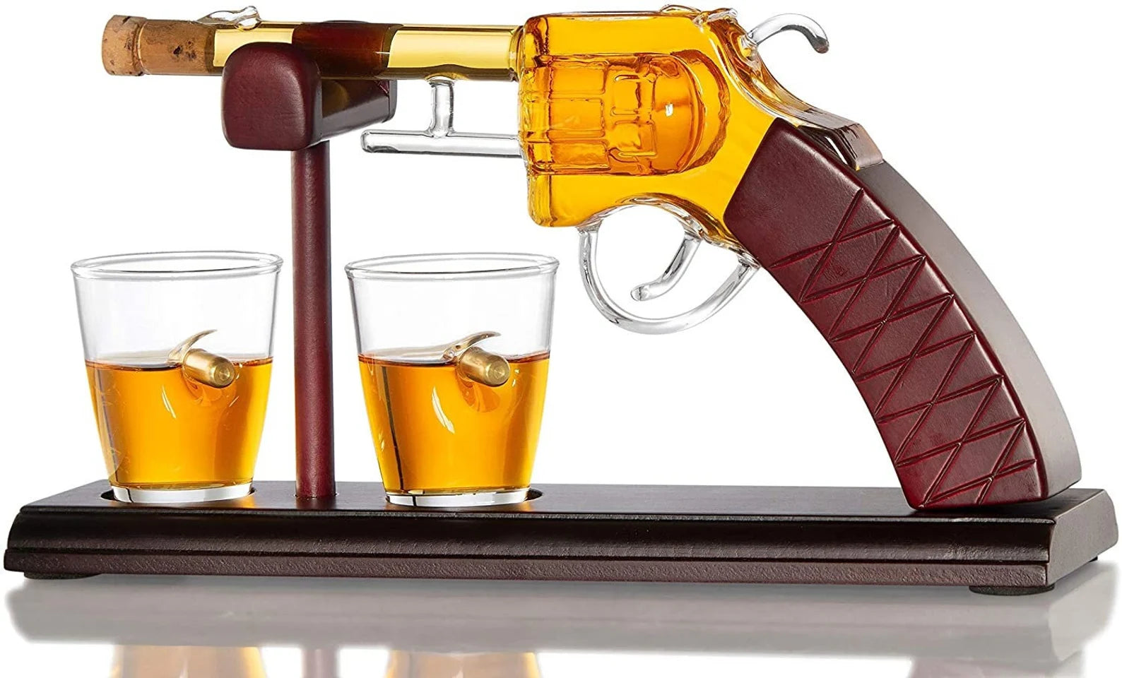 Revolver Gun Whiskey Decanter - with 2 Bullet Shot Glasses For the Bar The Diamond Glassware
