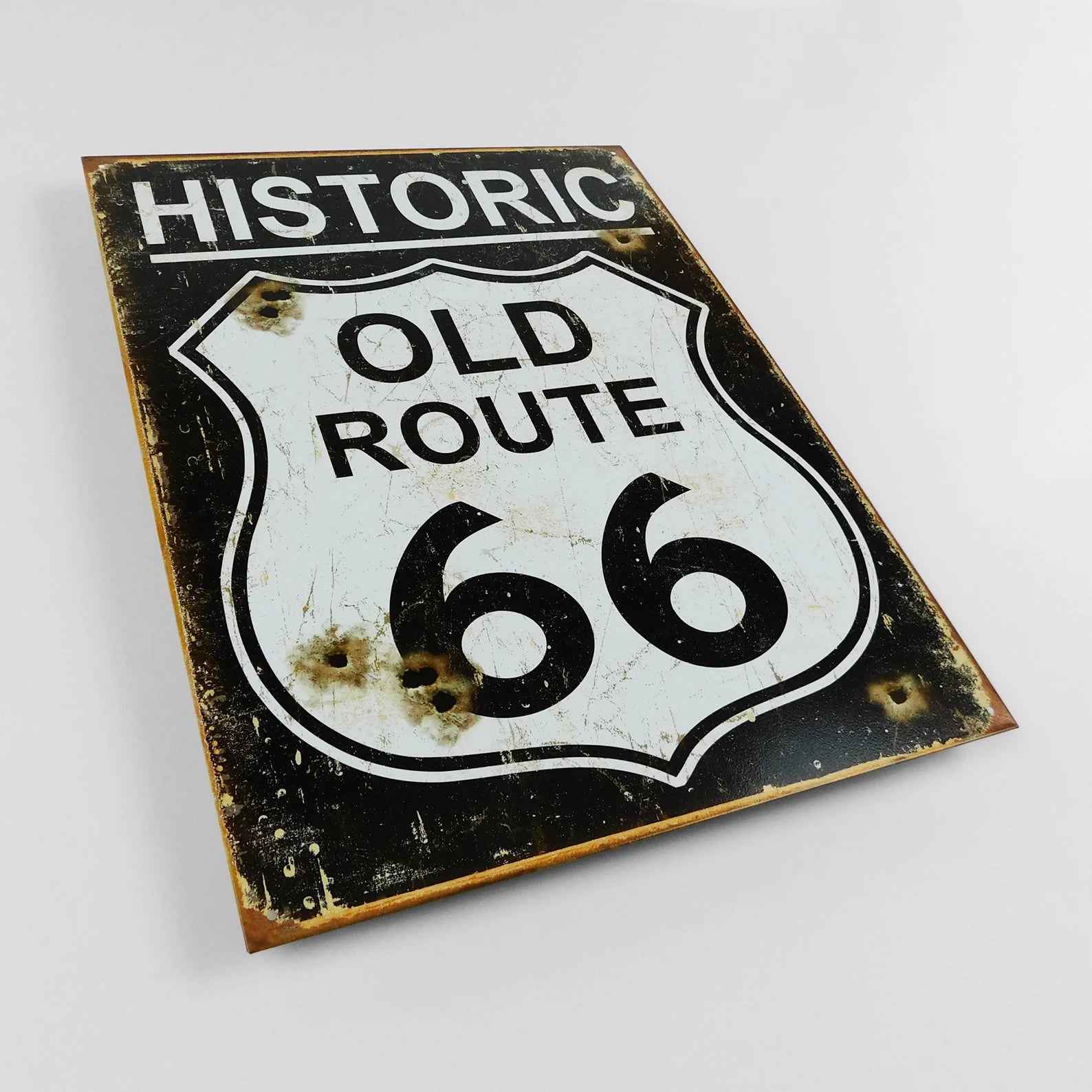 Historic Old Route 66 - Tin Metal Sign For the Man Cave Sign Box Co.