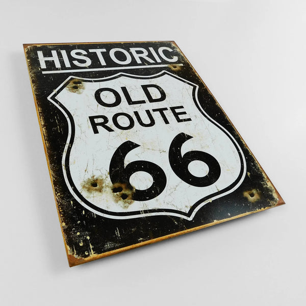 Historic Old Route 66 - Tin Metal Sign For the Man Cave Sign Box Co.