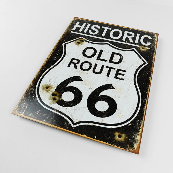 Historic Old Route 66 - Tin Metal Sign For the Man Cave Sign Box Co.