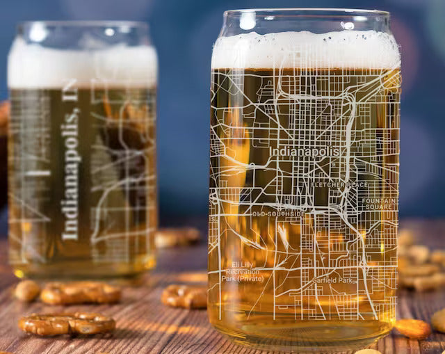 City Map Beer Can Glass - Top 50 US Cities