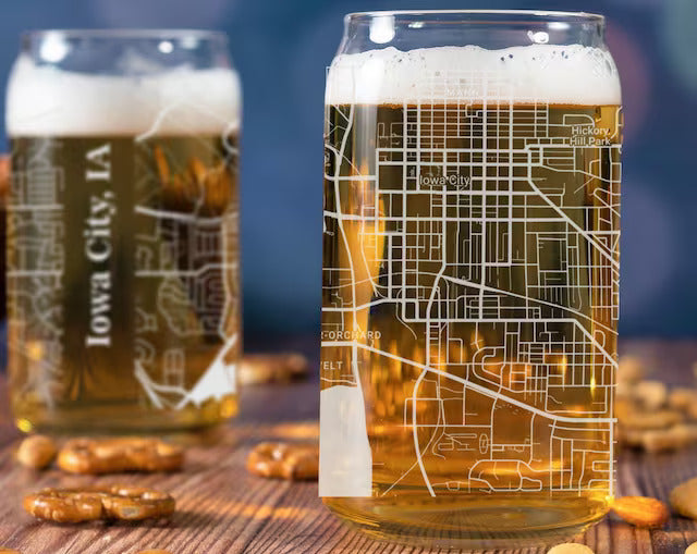 City Map Beer Can Glass - Top 50 US Cities