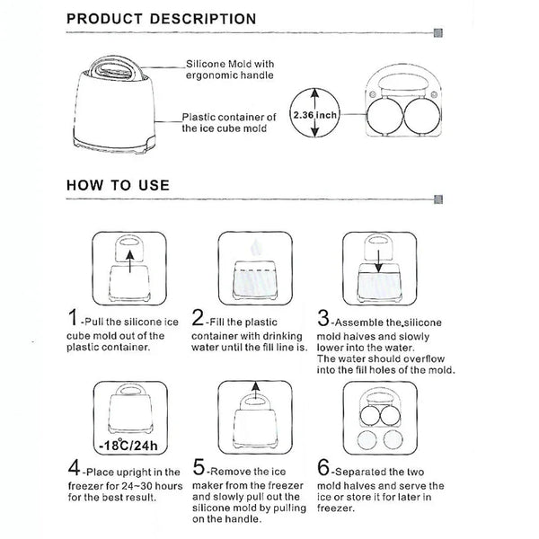 Premium Round Sphere Ice-Cube Mold Maker - 2 Crystal Clear Ice Cubes For the Bar Lemonsoda