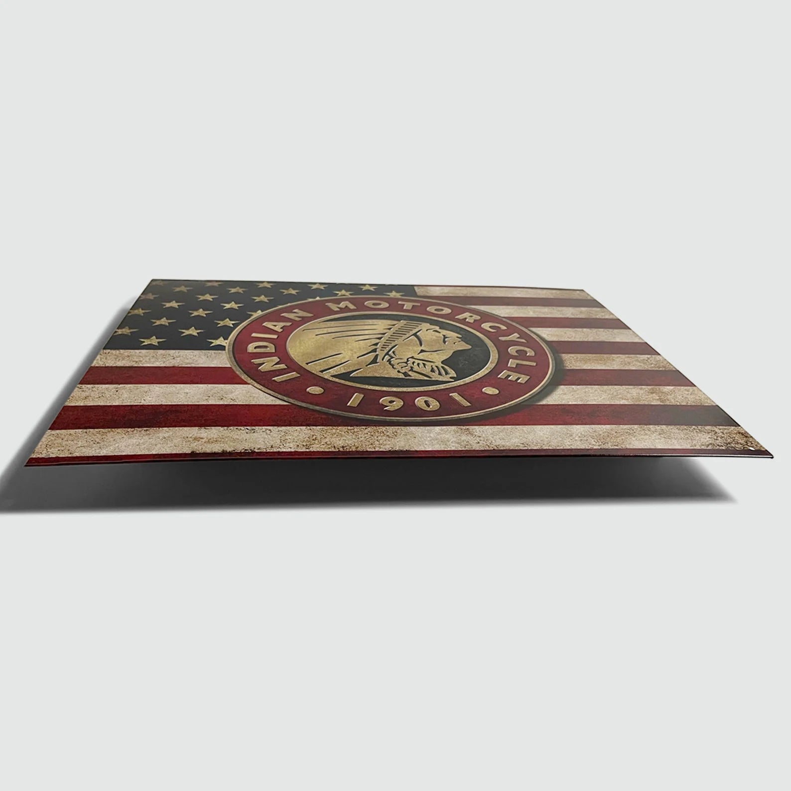 Indian Motorcycle 'American Flag' - Tin Metal Sign For the Gear Head Sign Box Co.
