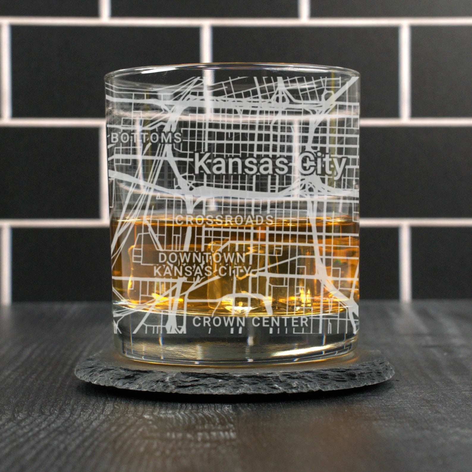 City Map Rocks Glass - Top 50 US Cities