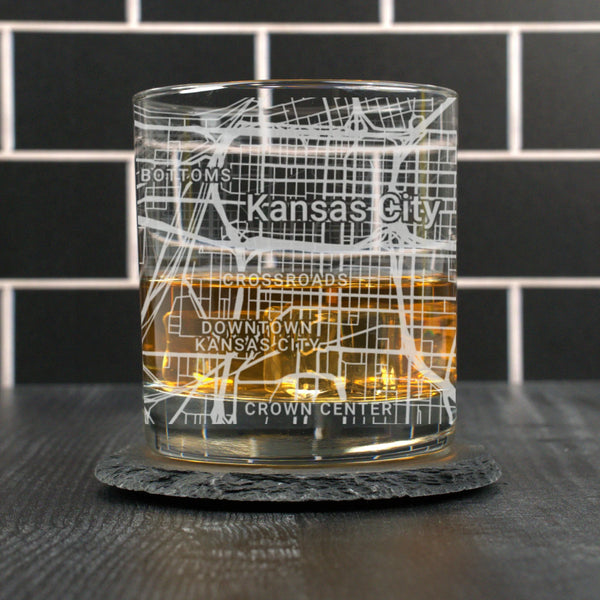 City Map Rocks Glass - Top 50 US Cities