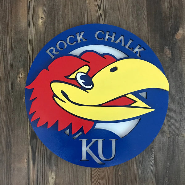 University of Kansas Jayhawks - Layered Wood Sign For the Sports Lover Arizona Copper Beard