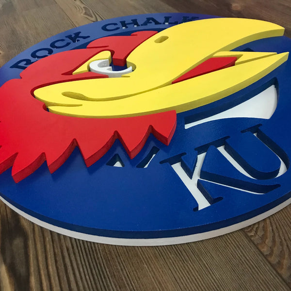 University of Kansas Jayhawks - Layered Wood Sign For the Sports Lover Arizona Copper Beard