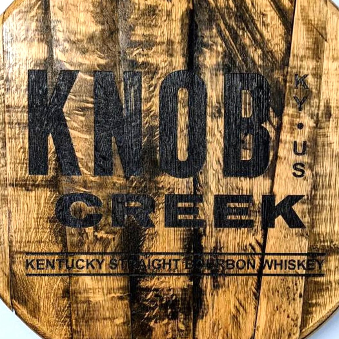 Knob Creek Bourbon Barrel Top - Wall Hanging For the Man Cave Gambill Woodworking