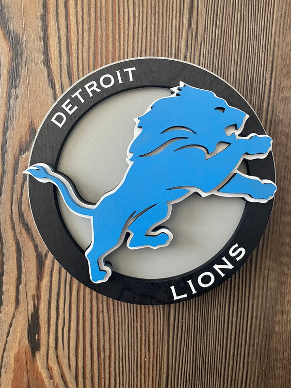 Detroit Lions - Layered Wood Sign For the Sports Lover Arizona Copper Beard