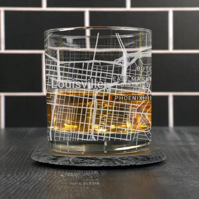 City Map Rocks Glass - Top 50 US Cities