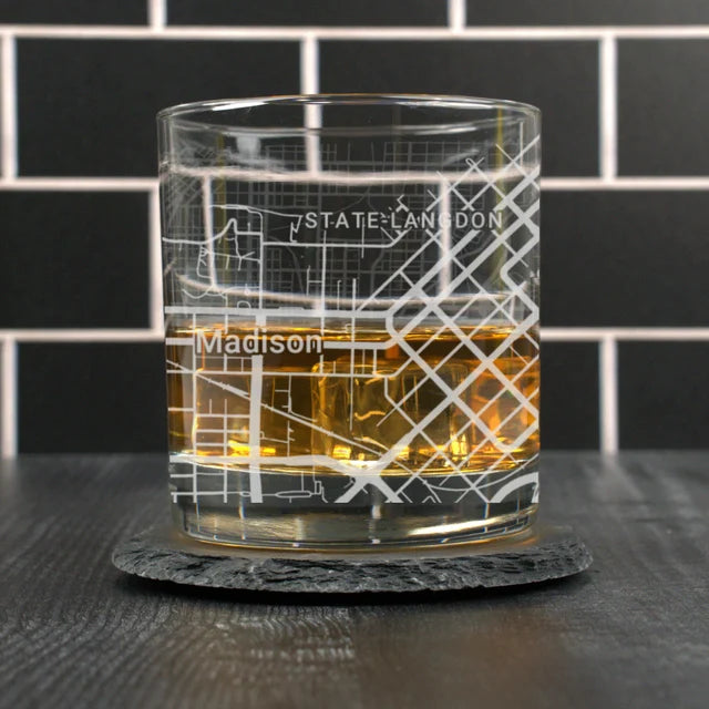 City Map Rocks Glass - Top 50 US Cities