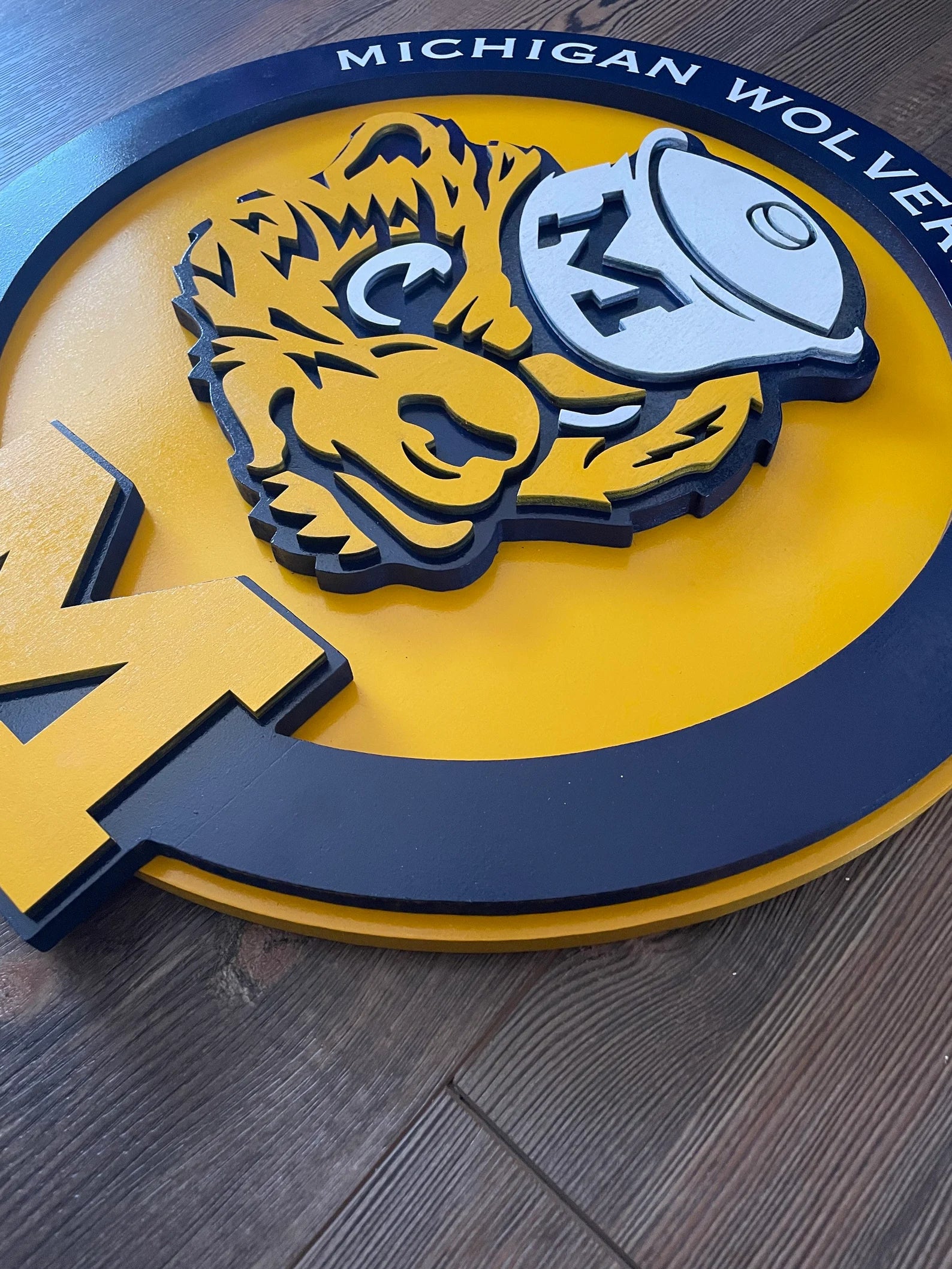 University of Michigan Wolverines - Layered Wood Sign For the Sports Lover Arizona Copper Beard