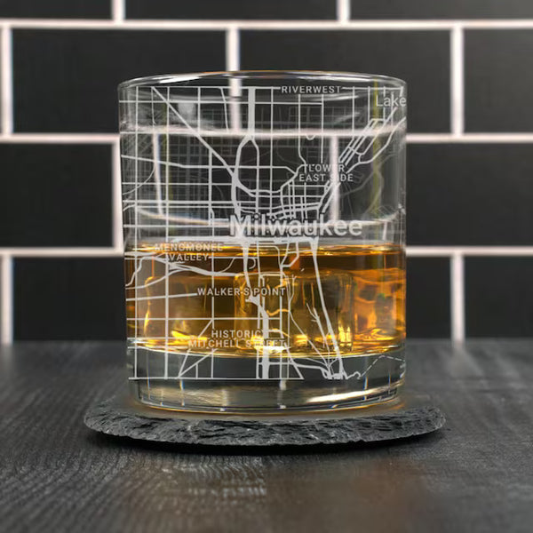 City Map Rocks Glass - Top 50 US Cities