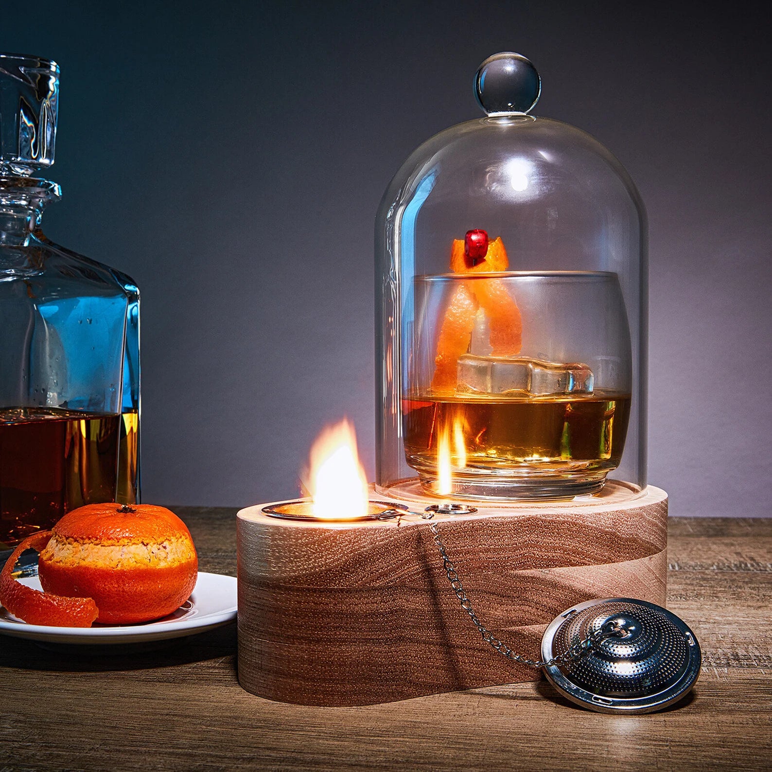 Speakeasy Bourbon Smoker (Small Size) For the Bar Ford Product Design Natural Wood